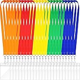 Teling 50 Sets Clear Name Tags with Lanyard, Detachable Lanyard with ID Badge Holders, Colorful Lanyard and Thicken Vertical Tag Holders for Teachers Adults Kids School(Orange Red Yellow Green Blue)