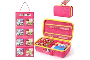 PIACLEN Large Carrying Case Compatible with Little Tikes Story Dream Machine Books Starter Set and Accessories, With Storage Organizer Bag Suitable for Books and Audio Play Character (Blue+Pink)