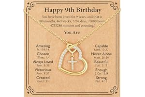 ESPVO Happy 6th 7th 8th 9th 10th 11th 12th 13th Birthday Necklace Gifts for Girls, Religious Christian Jewelry for Her 16+3 Inches