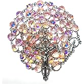 GeekTenet Rosary Beads Chaplet 96 sided cutting Highly refractive Artificial Crystal Glass Rosery Cross Catholic gifts