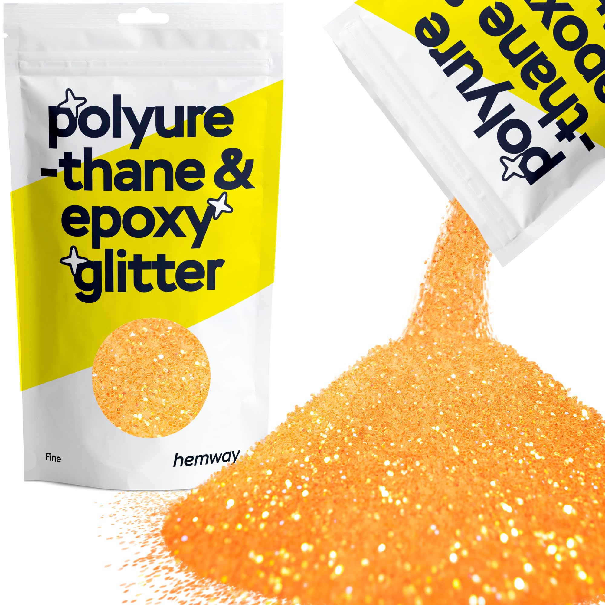 Hemway Resin Glitter Fluorescent Orange 100g Fine | Polyurethane & Epoxy Glitter for Resin Crafts, Tumblers, Coasters, Floor & Table Art — image 1