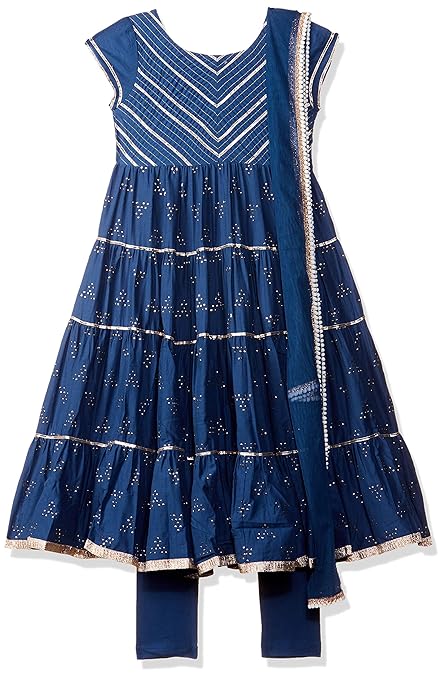 Girl's Cotton a-line Salwar Suit Set