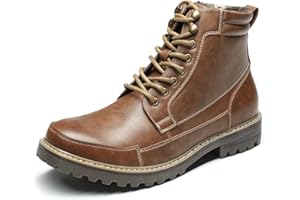 Bruno Marc Men's Motorcycle Combat Boots Warm Zipper Biker Riding Oxford Boot