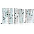 Visual Art Decor Rustic Teal Dandelion Butterflies Canvas Wall Art Prints Rustic Teal Home Bedroom Office Wall Decoration Framed Ready to Hang 12inx16inx3Pieces