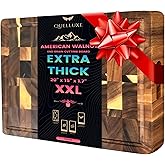 QUELLUXE (1.7" Extra Thick & Large) 20"x15" American Black Walnut Wood End Grain Cutting Board for Kitchen with Juice Groove, Heavy-Duty Butcher Block, Wooden Chopping Board, Charcuterie Boards