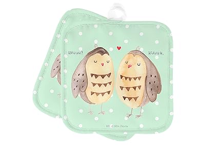 Mr Mrs Panda 2er Set Topflappen Eule Liebe 100 Handmade In Norddeutschland Freundin Geschenk Freund Owl Liebe Spruch Ofenhandschuh