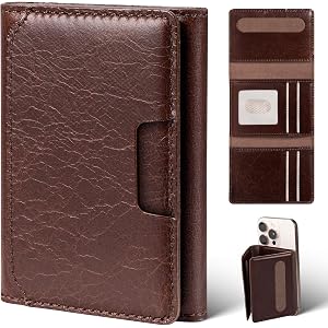 Gexmil Leather Card Holder,Magnetic Phone Wallet RFID Blocking | Full Grain Leather, Hand-made,7 Card Slots 1 ID Window, Slim