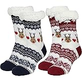 Sooneeya Slipper Socks for Women with Gripper - Winter Non Slip Thick Fuzzy Socks - Warm Cozy Christmas Gift