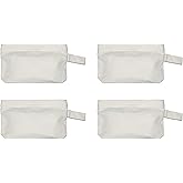 Organic Cotton Canvas Zipper Pouch - Heavy Duty Canvas Tool Pouch - Sturdy Canvas Coin Bag - White Makeup, Cosmetic, Toiletries, Stationery, Pencils, Travel, Fabric Zipper Bag (4 White)