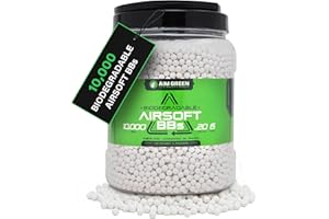 AIM GREEN AIRSOFT BBS Aim Green Biodegradable Airsoft BBS, Premium-Grade 6mm Airsoft BBS, 20g, 25g, 32g, 36g, 40g, 2,500, 5,000, 10,000 Count