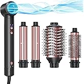 5-in-1 Hot Air Styler Wrap, High-Speed Hair Dryer Brush Blow Dryer with 2 Auto Wrap Curlers for Curling, Straightening, Volumizing, Fast Drying & Frizz-Free Styling for All Hair Types