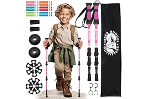 HIKER HUNGER OUTFITTERS Kids Hiking Poles by USA Brand - Lightweight Collapsible Kids Walking Stick w/Quick Adjustable Flip Locks