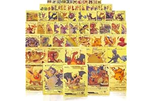 SUOMMO 55 PCS Gold Cards Packs Vmax GX, EX, FA, Tag Team,Or Secret Rare, Rare Golden Cards Deck Box Gold Foil Card for Birthday Party Favors Gift