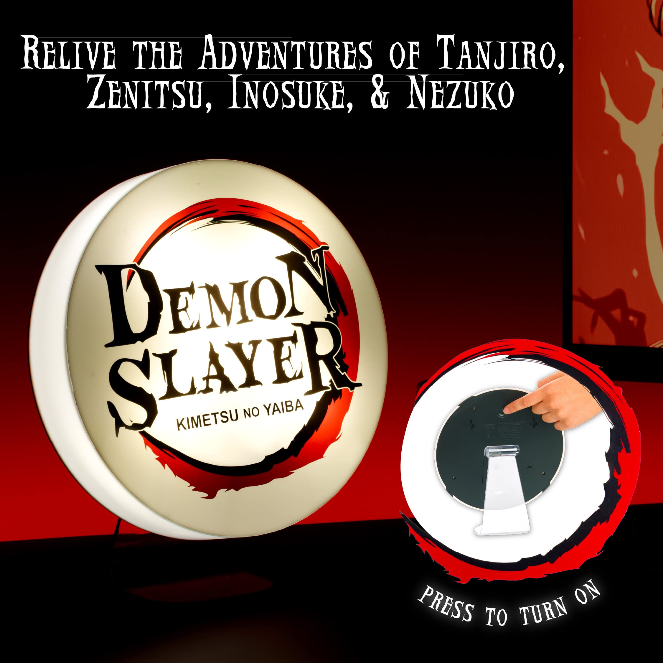 Paladone Demon Slayer Logo Light - Officially Licensed Kimetsu No Yaiba Freestanding or Wall Mountable Desk Light, Anime Lover Gift