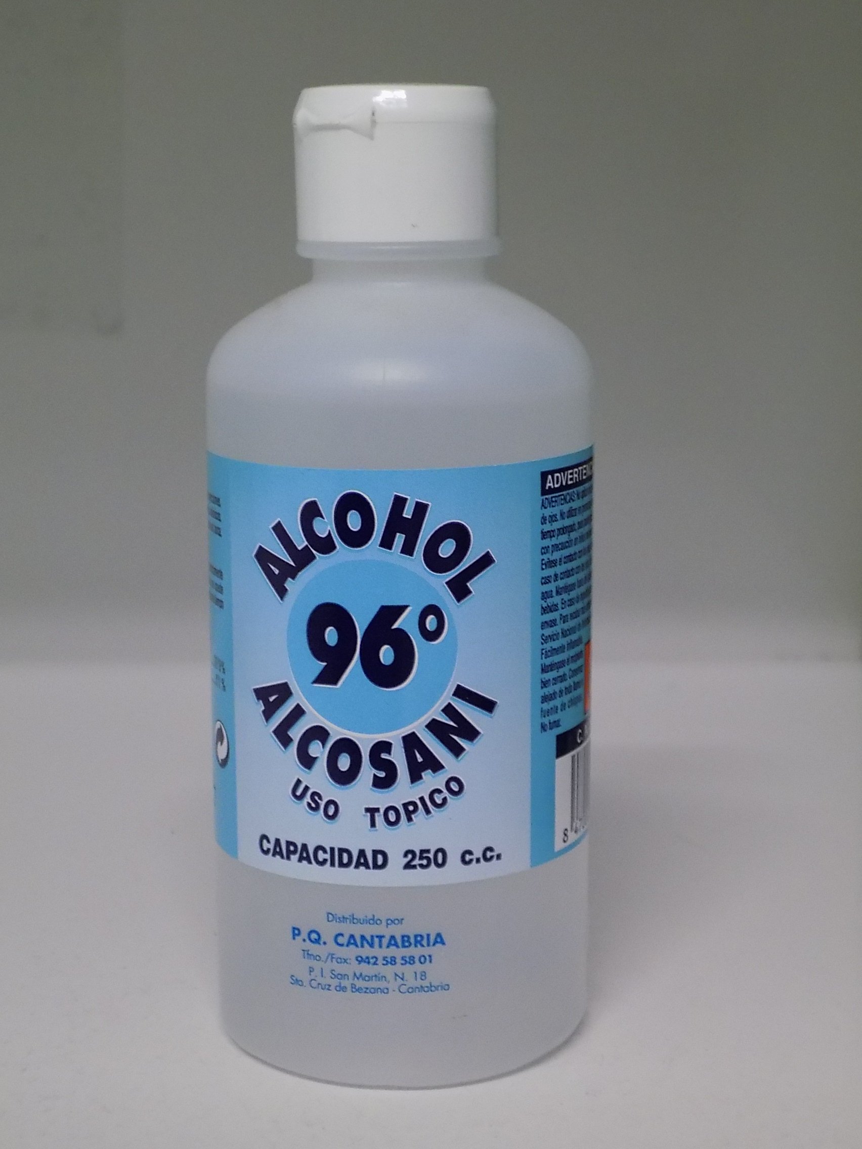 PQ QUIMICA Ethyl Alcohol 96º Alcohol, 250 ml, Standard, 250 ml