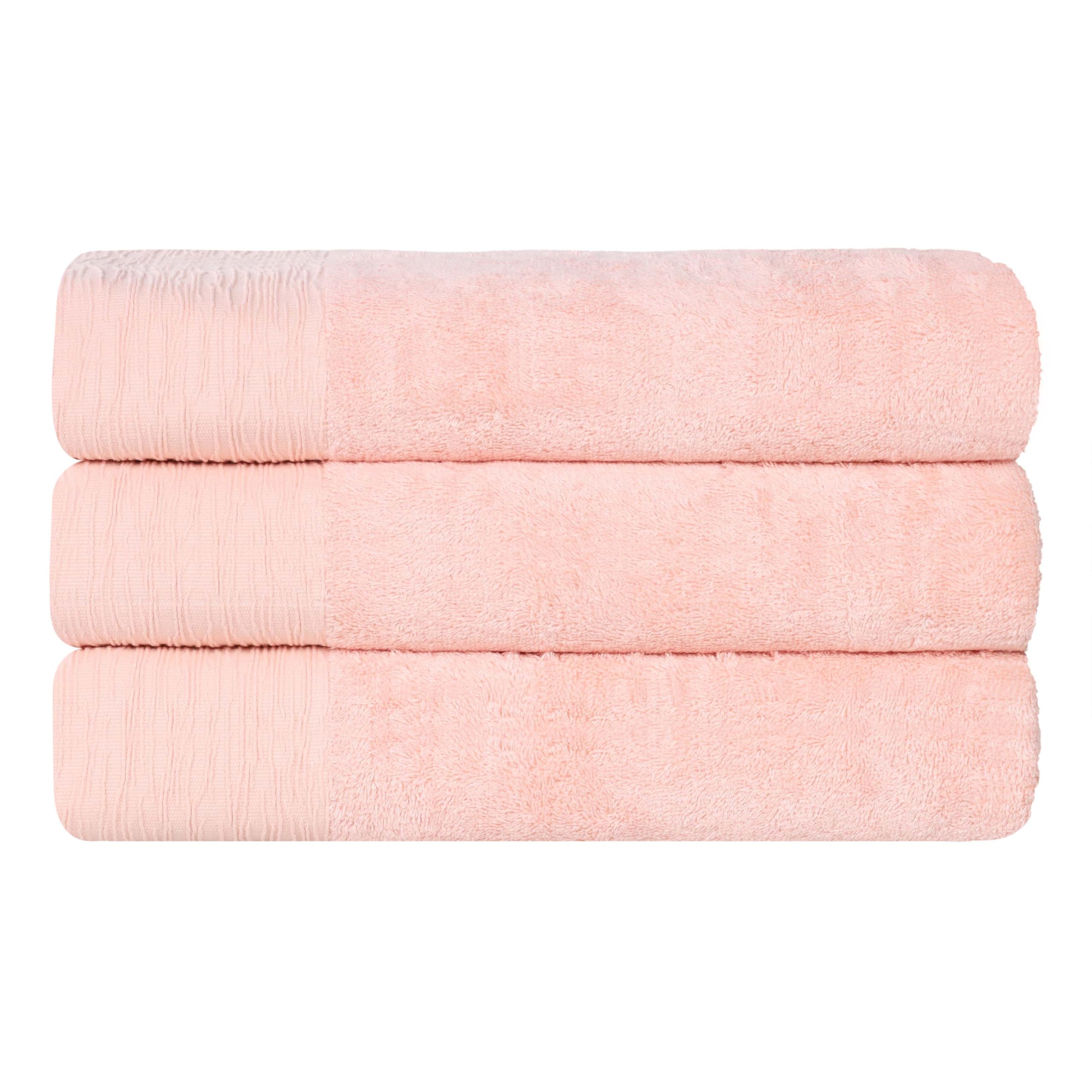 Superior Rayon from Bamboo Blend Bath Towel Set, Large Plush Absorbent Body Towels, Soft Luxury Quick Drying, Shower, Spa, Hotel, Pool, Guest Bathroom, Home Essentials, Set of 3, Pink
