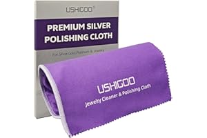 USHIGOO Polishing Cleaning Cloth for Gold, Silver, and Platinum Jewelry, Eco Friendly Large Cleaner Cloth 6.3 x 9.8 in. Keeps Jewelry Clean and Shiny (2 Pcs Dark Purple)