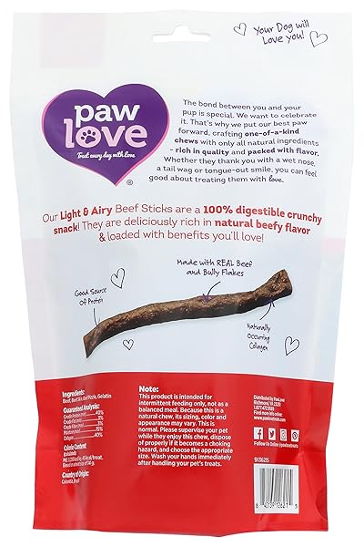PAWLOVE BEEF STICK DOG CHEW, 18 CT