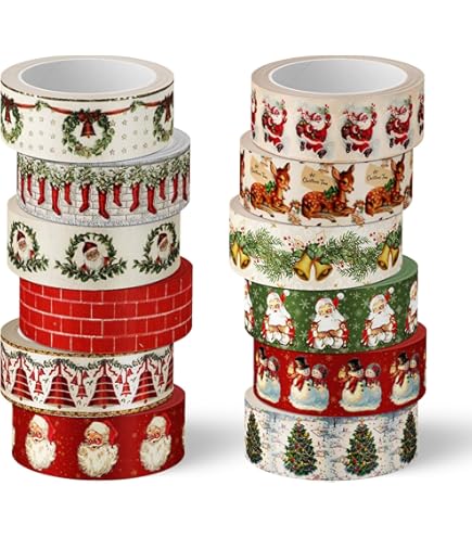6/12Rolls Christmas Washi Tape Set Xmas Decorative Scrapbooking Santa