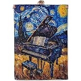 Aonimonis Piano Starry Night Throw Blanket Gifts for Women Adults Girls, Soft Fuzzy Warm Cozy Flannel Blankets for Bedroom, Travel, Couch, Home Decor 50x60 in