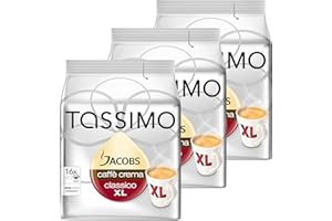 Tassimo Jacobs Caffè Crema XL, Rainforest Alliance Vérifié, Lot de 3, 3 x 16 T-Discs