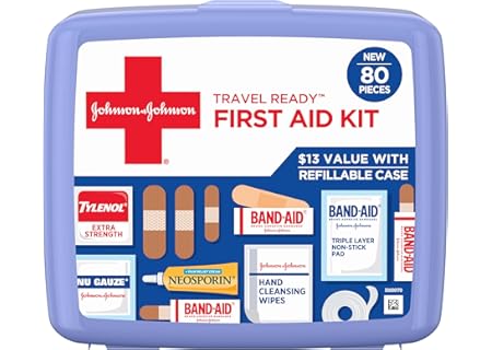BAND-AID Brand Travel Ready Portable Emergency First Aid Kit, Minor Wound Care, Perfect for Home, Car, Camping, Travel &Ã¢â‚¬Â¦