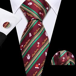 Barry.Wang Mens Christmas Tie Set Maroon Green