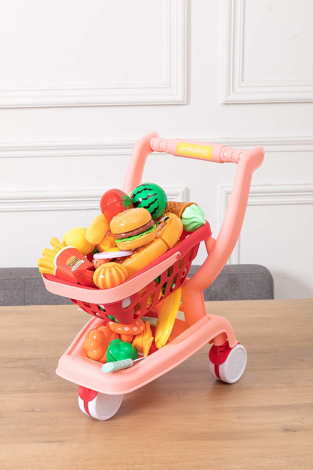Amazon Com Joyin Grocery Store Kitchen Cooking Pretend Play Shopping Cart Play Food Toy Playset For Kids Including Cutting Food And Play Kitchen Accessories Toys Games