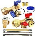 CMI Inc - 3/4 inch Complete Kit Tankless Water Heater Isolation Service Valve – Female to Female Threaded Brass with Pressure Relief, Full Port Drain - Compatible with Most Tankless Water Heater Brand
