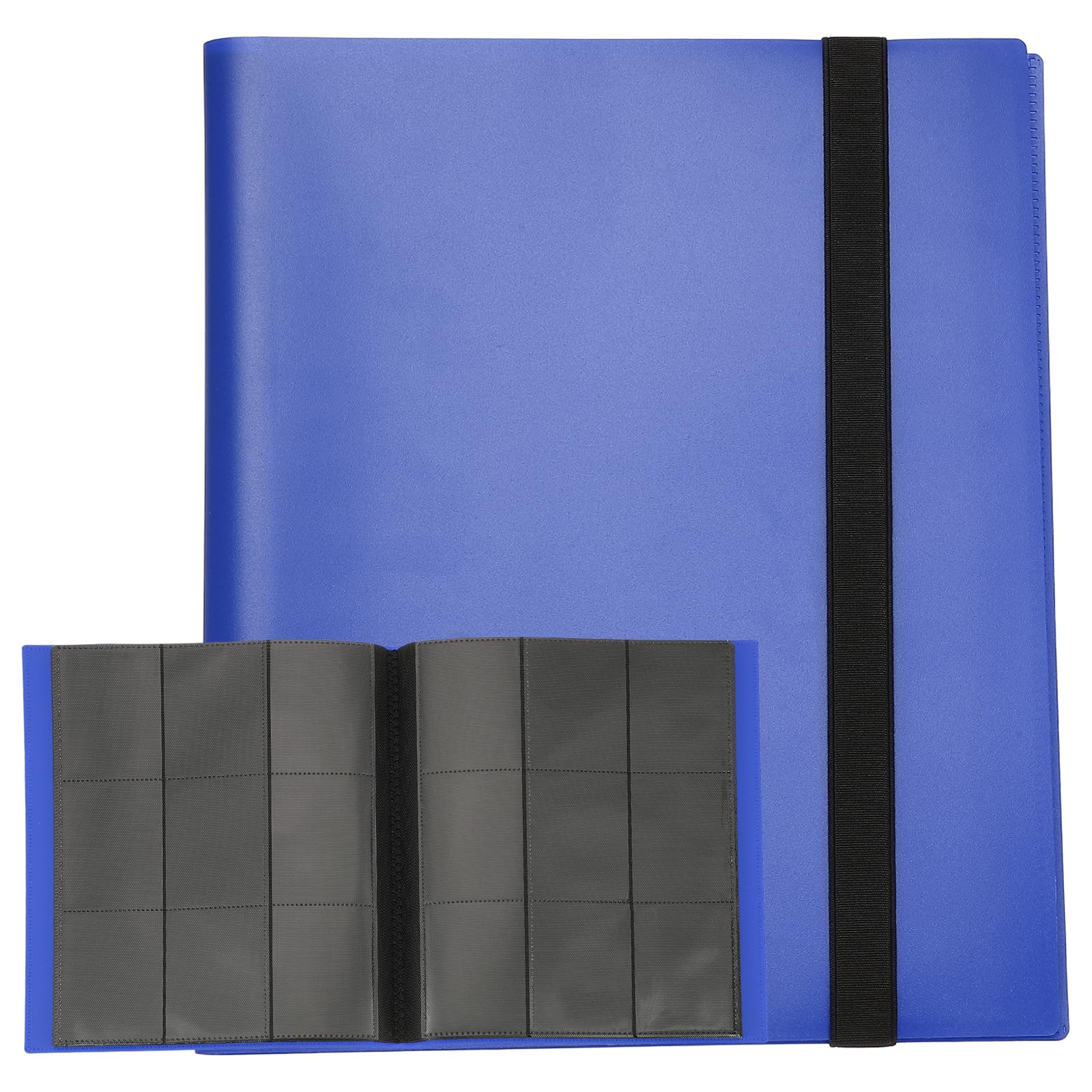 sourcing map 9 Pocket Trading Card Binder, PU Cover Card Collection Binder 540 Side Loading Card Binder Card Album Folder for TCG, Game Cards, Sports Cards(Dark Blue)