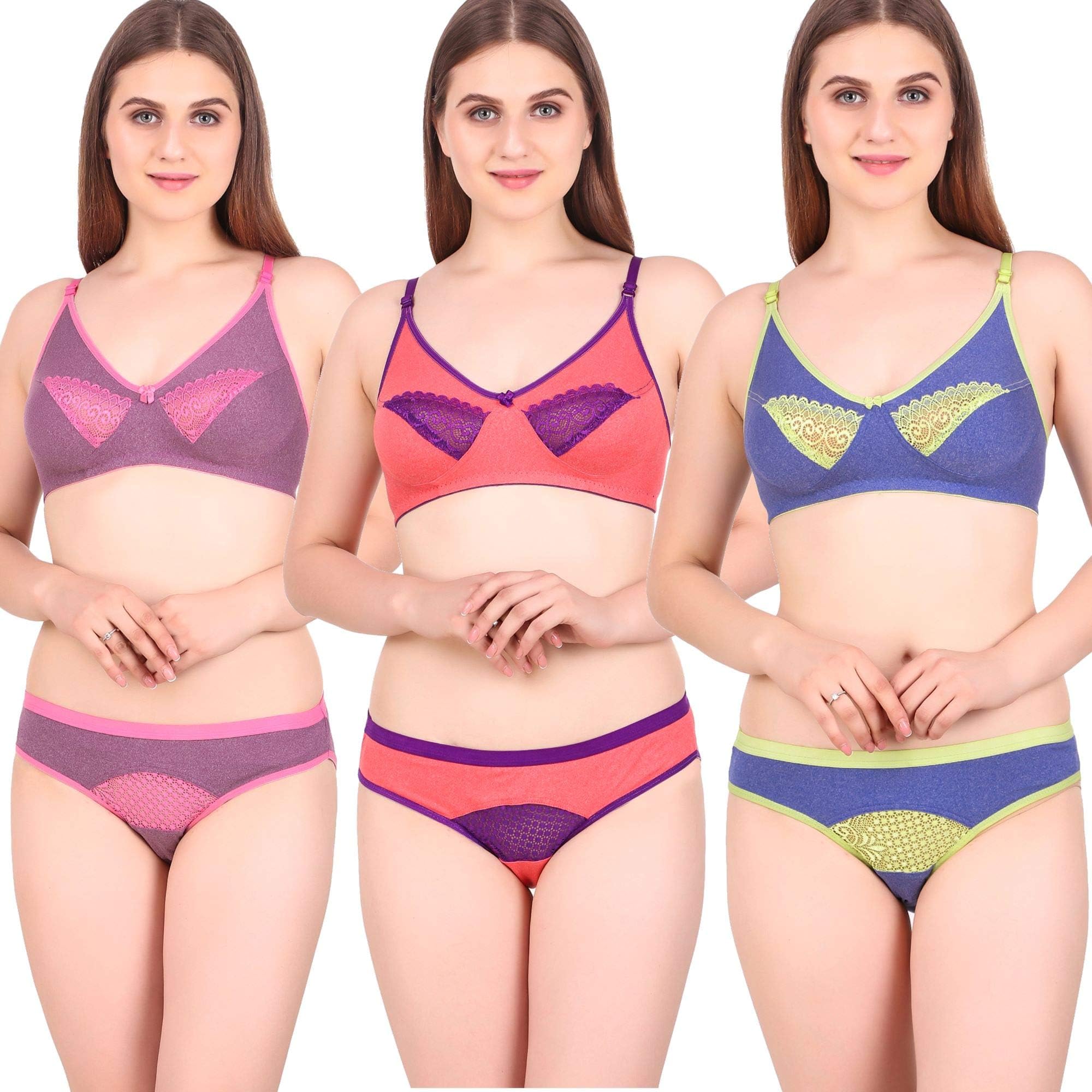 Imsa Moda |Bikini Set for Women for Beach|Lingerie for Women|Sexy Lingerie for Honeymoon Sex|Lingerie Set|Bra Panty Set for Women with Sexy| Pack of 3