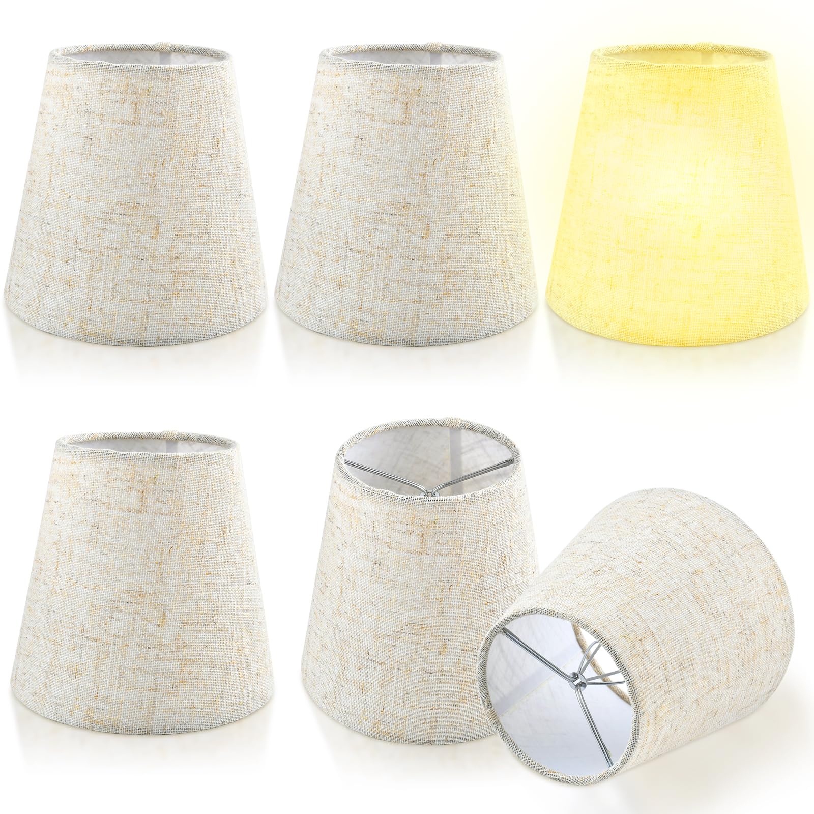 Photo 1 of Akamino 6Pcs Small Lamp Shade, Mini Barrel Lampshades Clip On Bulb Handmade Natural Linen Lampshades Replacement for Table Chandelier Wall Lamp Mini Lamp Shade Home Decor - 3.5x5x5.5 Inch