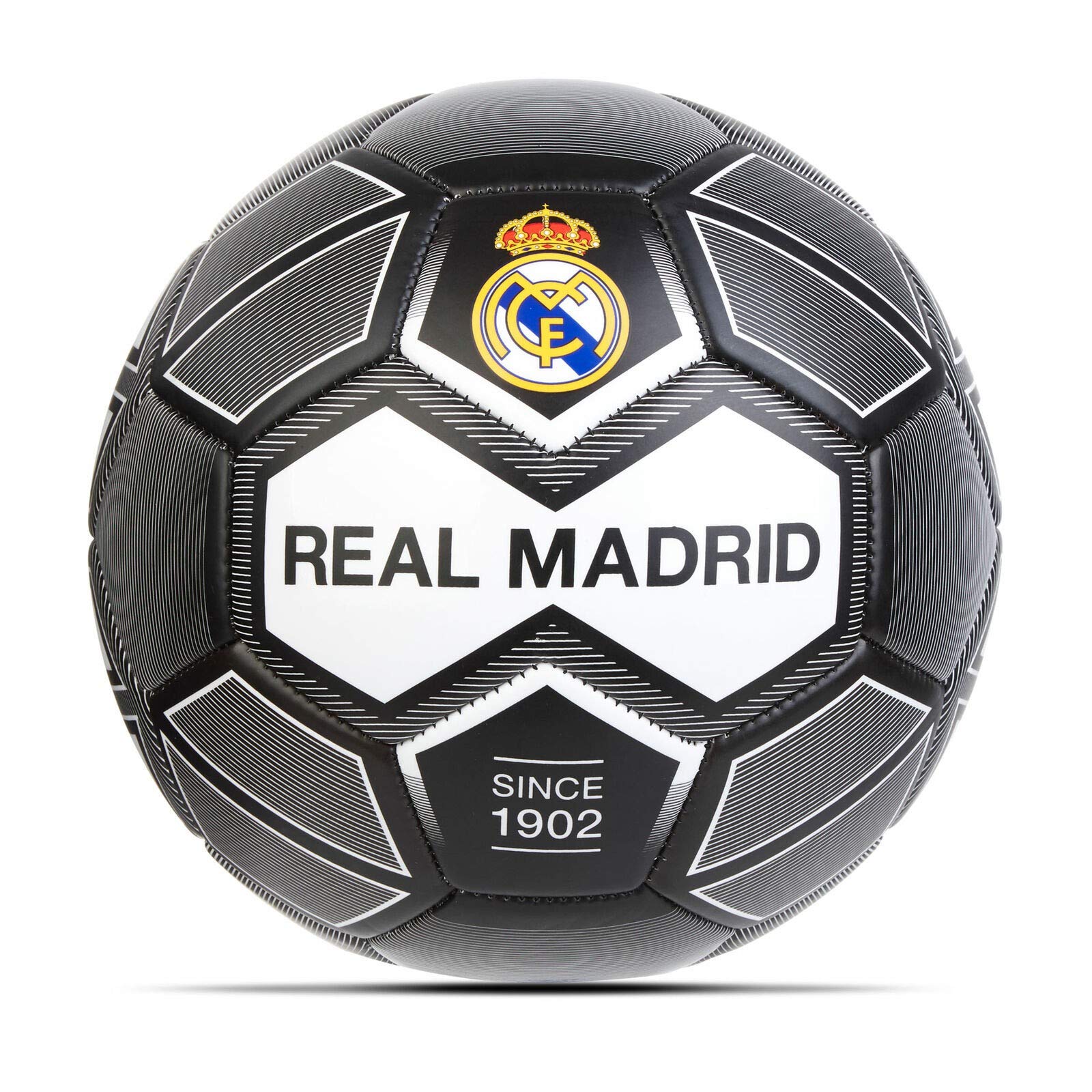 Real Madrid Football Club Official Black White Size 5 Crest 26 Panel Ball Badge