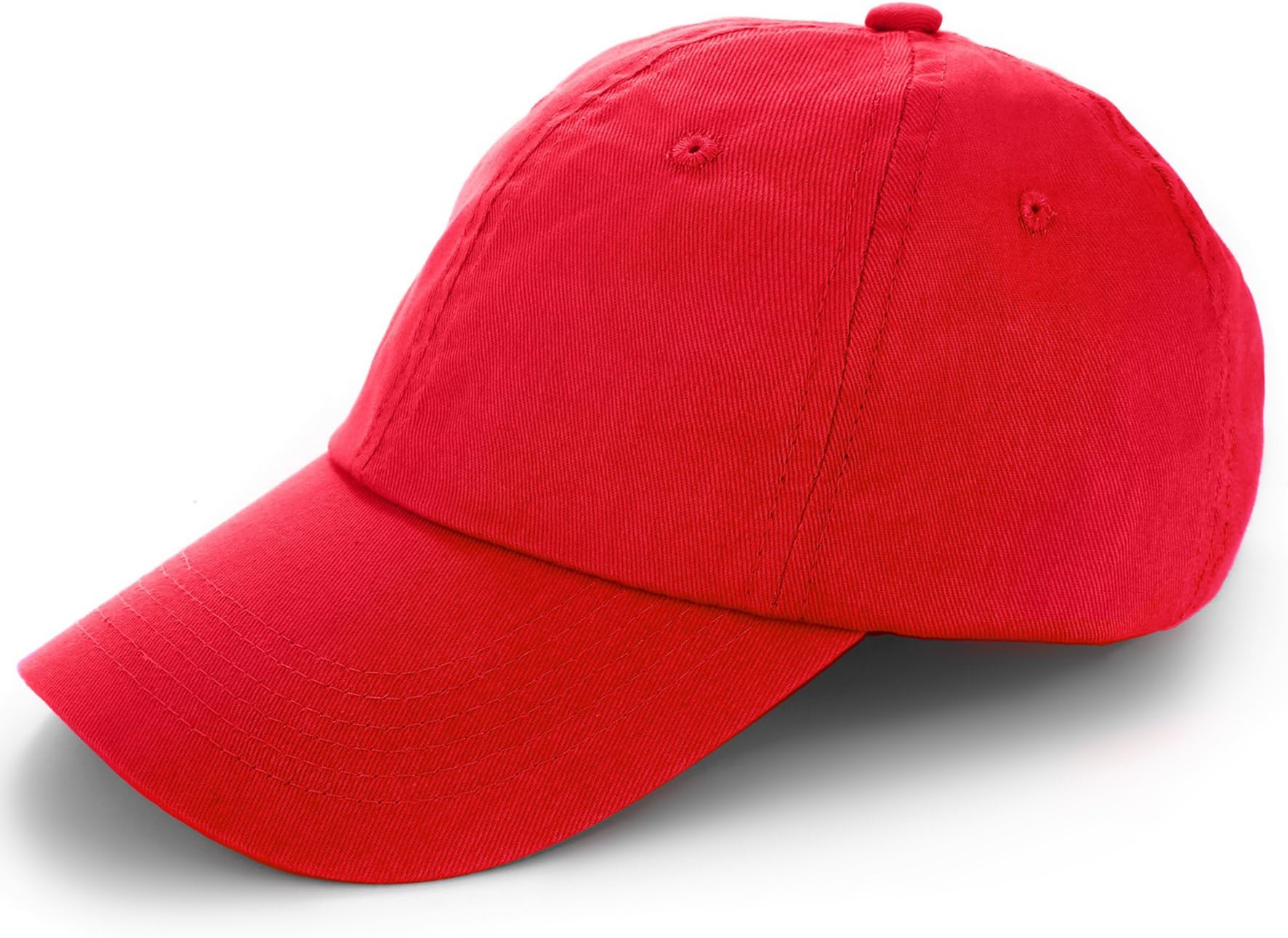 TARTINY Unisex Classic Plain 100% Cotton Baseball Cap, 6-Panel Blank Washed Low Profile Adjustable Baseball Hat (Red)