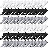 JaGely 100 Pairs Low Cut Ankle Socks Bulk for Women Men Thin Breathable Casual Sock No Show Athletic Sock Unisex Cotton Socks Pack for Winter Christmas Homeless Gifts Black, White, Grey