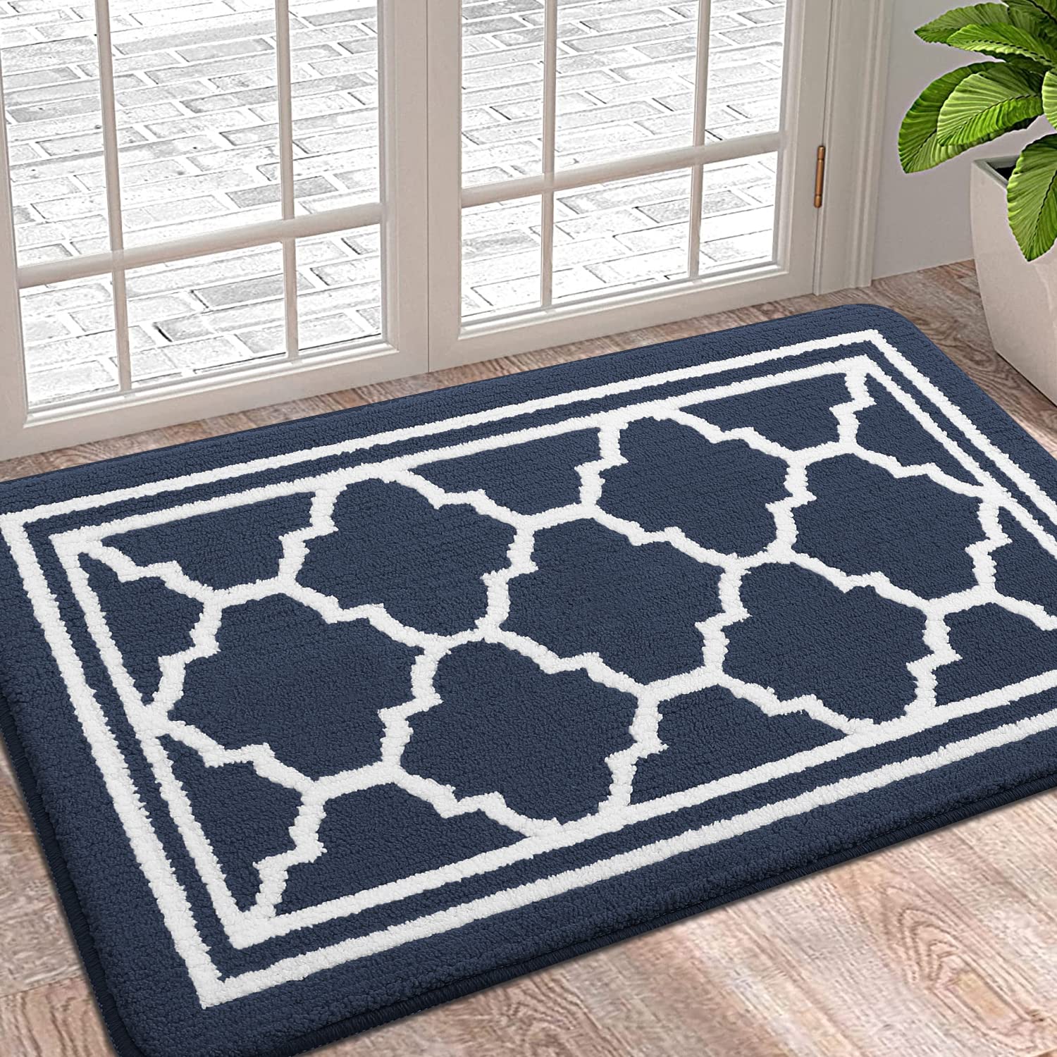Photo 1 of Buganda Indoor Door Mat, Dirt-Resistant and Absorbent Doormat, Anti-Slip, Low Profile Floor Mats for Inside Entryway, Front, and Back Door Entrance (36x24 Inches, Navy Blue)