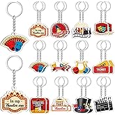 Sureio 24 Pcs Theatre Keychain Theater Lover Gifts Comedy Tragedy Mask Gifts Theatre Actor Broadway Musical Drama Keychain for Drama Theater Party Favors