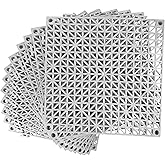 Modular Interlocking Cushion 12 Pack 11.8" x 11.8" Rubber Floor Tiles Non-Slip Splicing Drainage Mats for Deck, Pool, Outdoor