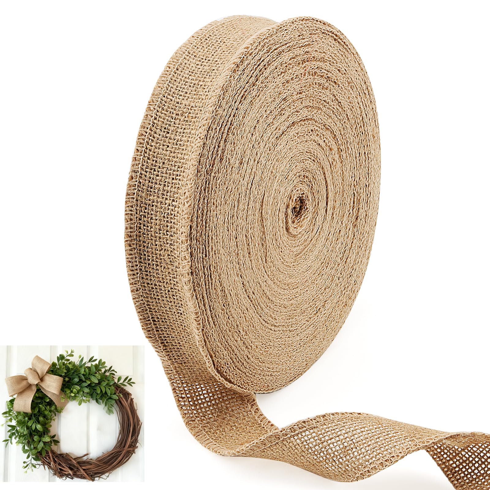 LEXININ 4cm x 30m Hessian Ribbon Roll, Jute Burlap Ribbon Roll, Brown Linen Hessian Tape for DIY, Craft