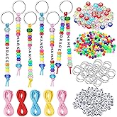 Landical 564 Pcs DIY Bead Keychain Kit Key Chain Making Craft Adjustable Letter Beads String Mama Gift Alphabet Bead Jewelry Key Ring Backpack Accessories for Party Favor(Classic,Candy Color)
