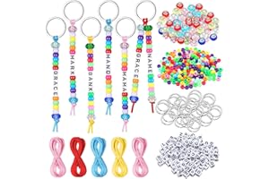 Landical 564 Pcs DIY Bead Keychain Kit Key Chain Making Craft Adjustable Letter Beads String Mama Gift Alphabet Bead Jewelry Key Ring Backpack Accessories for Party Favor(Classic,Candy Color)
