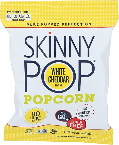 SKINNY POP WHITE CHEDDAR POPCORN, 0.5 OZ