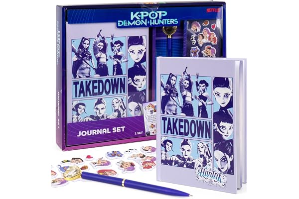 Kpop Demon Hunters™ Journal Set, 40 Double-Sided Lined Pages, Bonus Kpop Stickers & Pen, Official K Pop Demon Hunters Merch for K-Pop Fans, Students, Teens