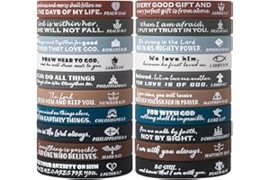 KUCLIN 20P Religious Silicone Wristbands Bulk Bible Rubber Bracelets Faith Hope Belief Wristbands for Men Women Gifts (Classic Colors)