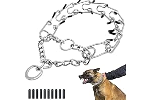Maiiu Adjustable Dog Collar, Pinch Collar for Dogs,Dog Training Collar for Small Medium Large Dogs,Metal Prong Collar with Comfort Rubber Tips (Medium, 3.0mm,19.6-Inch)