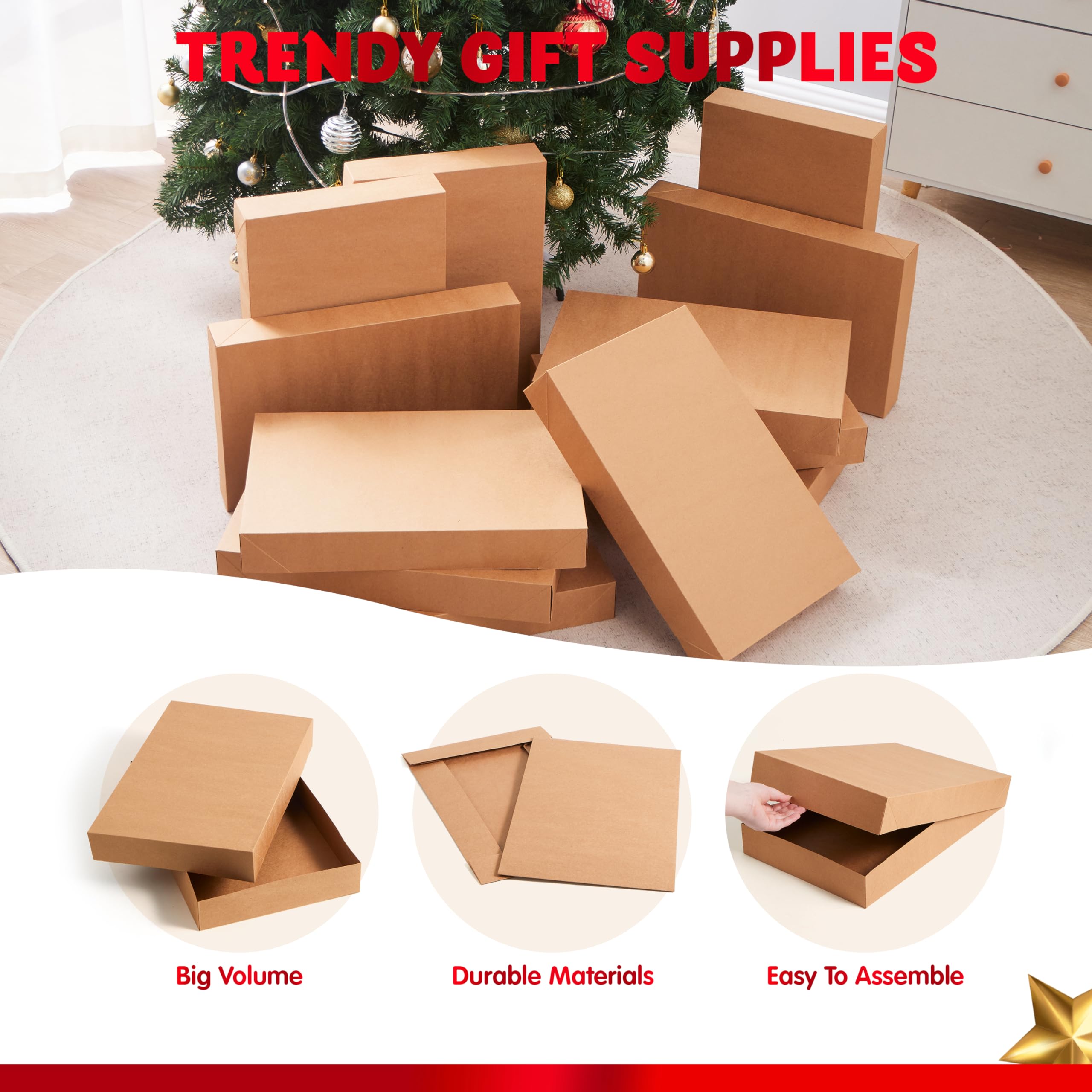 JOYIN 12 PCS Kraft Large Gift Boxes 17