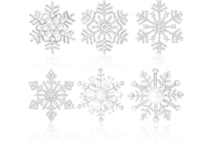 DTOFOOT 6 Pieces Christmas Winter Snowflake Pins Brooch Rhinestone Crystal Pearls Snowflake Holiday Enamel Pin Christmas Decoration Ladies Gift Jewelry Party