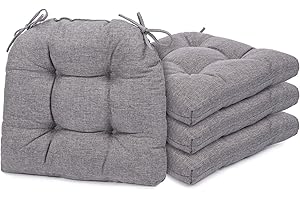 Kyaringtso Chair Cushions for Dining Chairs, 4 Pack Soft and Comfortable Chair Cushions Pads with Ties, Seat Cushions for Kitchen Chairs，Dining Room (4 Pack 17x16, Light Gray)