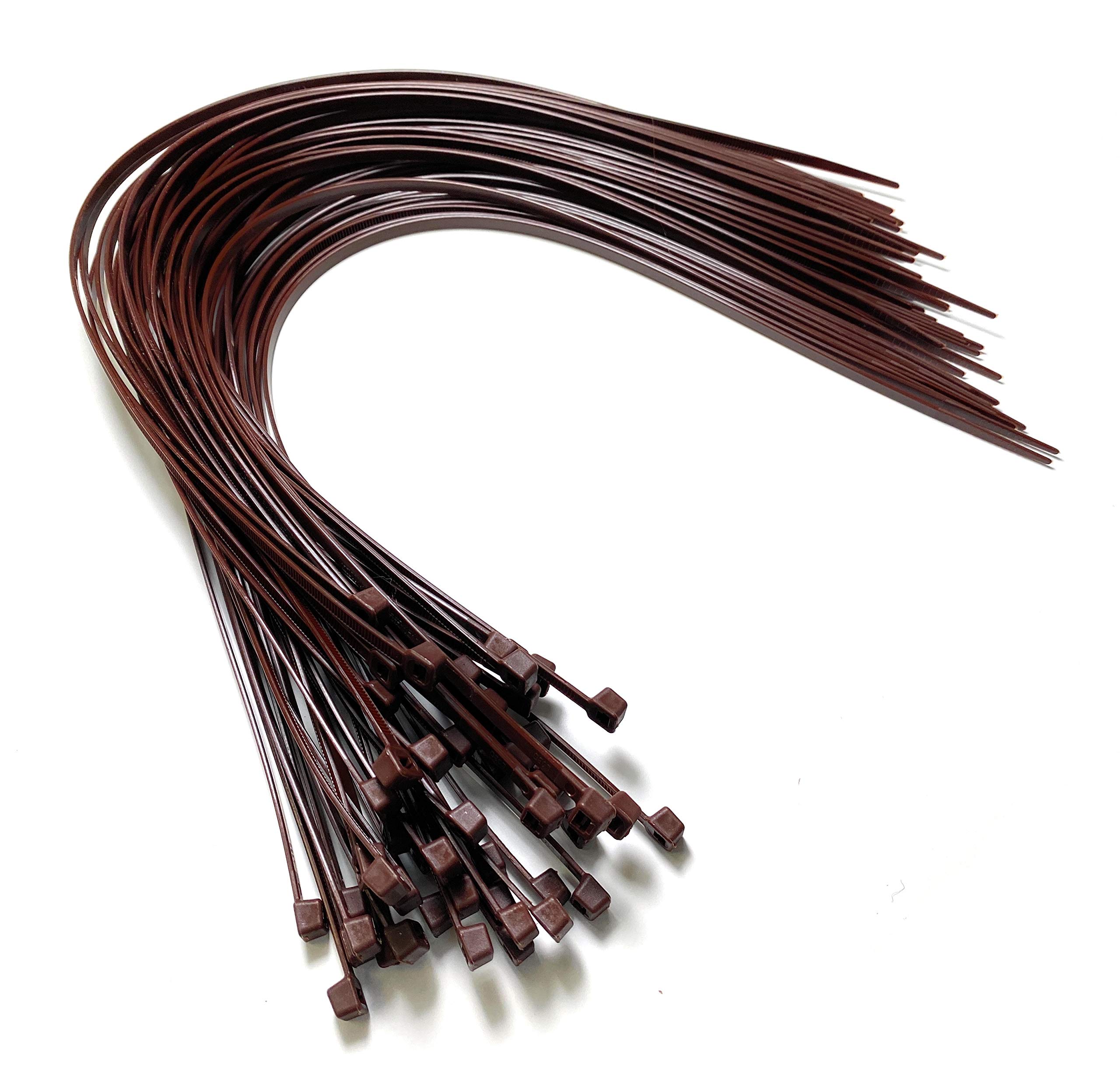 Nylon Plastic Cable Ties Long and Wide Extra Large Zip Ties Black and White wrap 50 pieces (Brown, 4.8mm x 450mm)