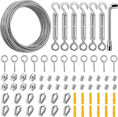 DIYLAND 35m Stainless Steel Wire Rope Kit 2mm with Turnbuckles Climbing Trellis